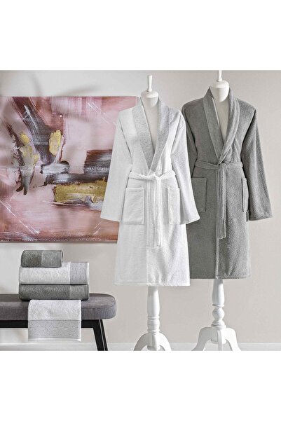 Taç Nora Pure Cotton Cotton Family Set White Dark Gray XXL