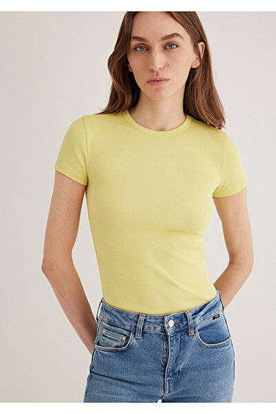 Mavi Yellow Math Basic T-Shirt Body Fitted Cut