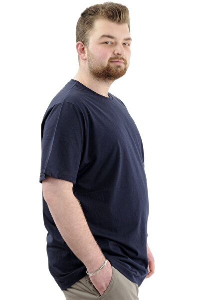 ModeXL Men's Navy Mode XL Large Size T-Shirt - Crew Neck, Printed LEAF U24069