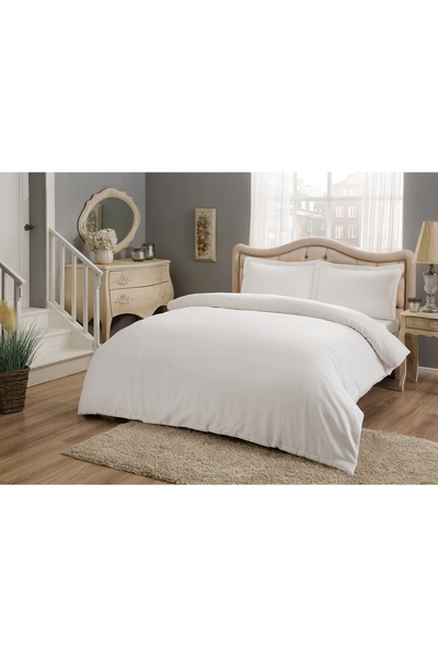 Taç Basic King Size White Crown Satin Bedding Set