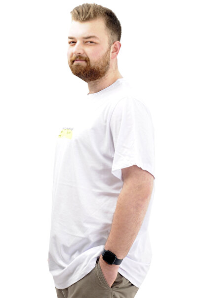 ModeXL Біла чоловіча футболка - Mode XL, великий розмір, комір-стійка, SIMPLICITY U24047