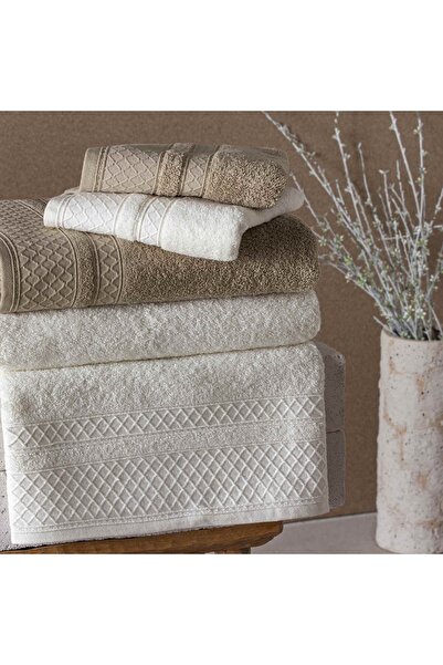 Taç Bliss Pure Cotton Cotton Family Bathrobe Set Ecru Brown