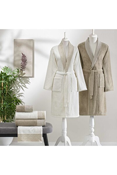 Taç Nora Pure Cotton Cotton Family Set Ecru Camel XXL