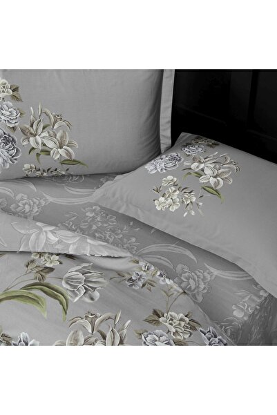 Taç Elodie Satin Gray Double Duvet Cover Set