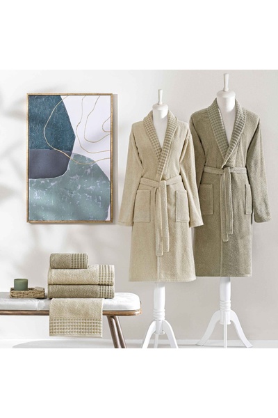 Taç Chain Pure Cotton Cotton Family Set Cream Khaki XXL