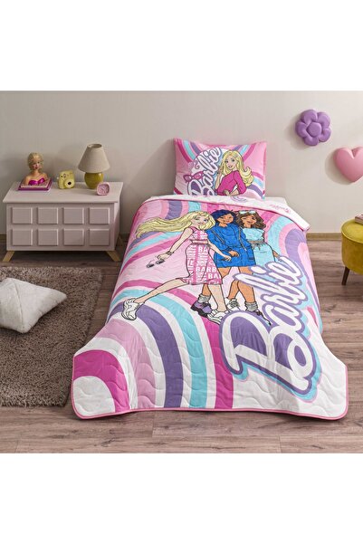 Taç Lisanslı Barbie Imagine Tek Kişilik Yatak Örtüsü Seti