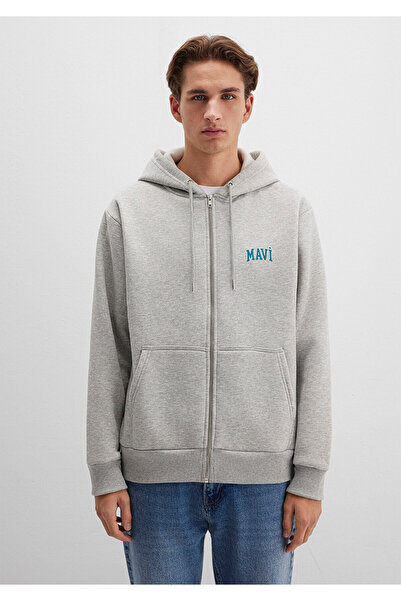 Mavi Logo Printed Hooded Gray Sweatshirt 0611715 -80196