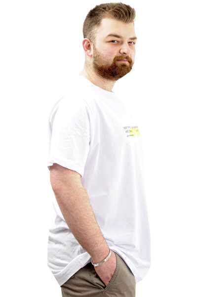 ModeXL Біла чоловіча футболка - Mode XL, великий розмір, комір-стійка, SIMPLICITY U24047