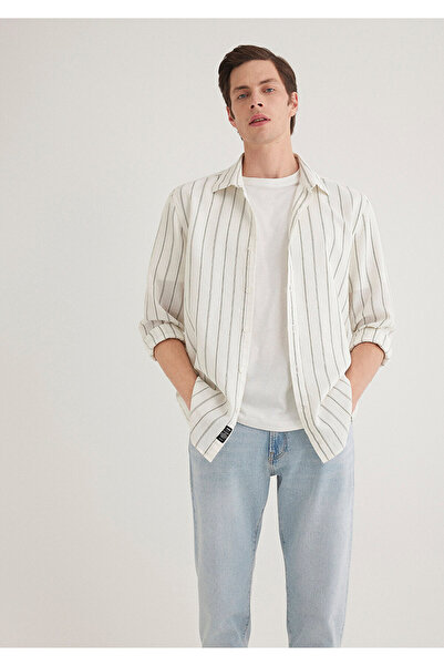 Mavi Khaki Striped Ecru Shirt Regular Fit / Regular Cut 0211384-80692