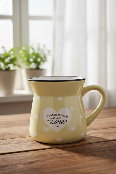 Elista Ceramic Cup with Handle Heart Pattern Colorful 150 Cc