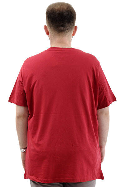 ModeXL large Size Crew Neck Printed Cotton Men's T-shirt - CHANGE U24084 Claret Red