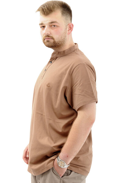 ModeXL Men'S PlUS Size MoDe XL T-Shirt - BUtton, Prevailing Collar, Milk Brown U24339