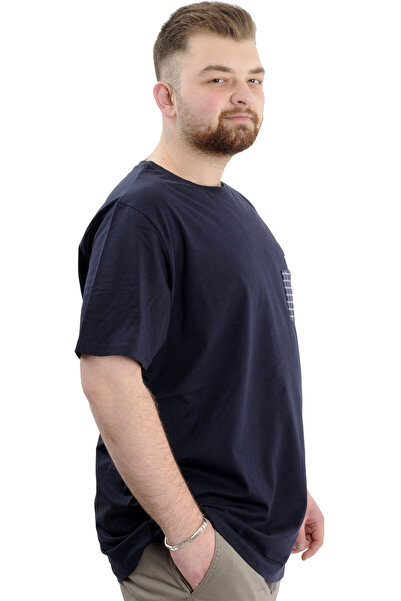 ModeXL Синій Mode XL великий розмір чоловічий футболка з коміром-стійкою - GARNILI U24045