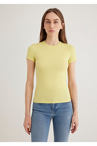 Mavi Yellow Math Basic T-Shirt Body Fitted Cut