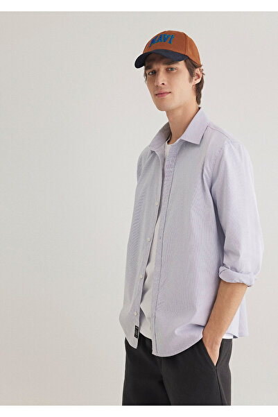 Mavi Marineblau gestreiftes weißes Hemd Regular Fit / Normal Fit 0211147 -70497