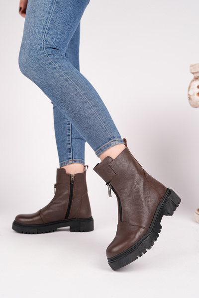 Deripabuc Genuine Leather Brown Women's Leather Boots Dp70-2613