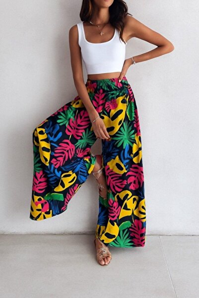 Mossta Παντελόνι με ψηλόμεσο φαρδύ πόδι - Φούξια