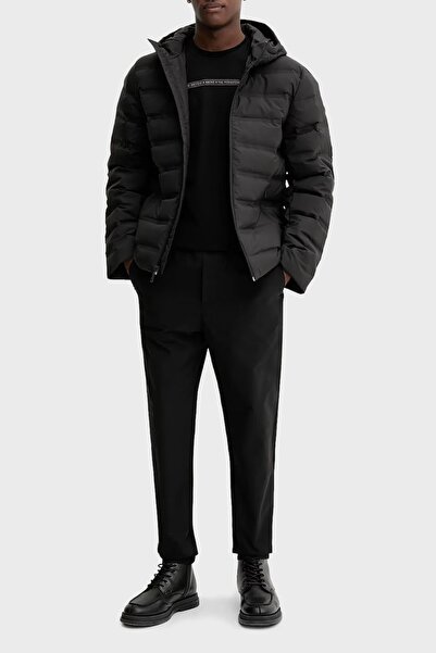 Calvin Klein Men's Brand Logo Quilted Regular Fit Mold Black Coat Lv04Ld521G Ub1