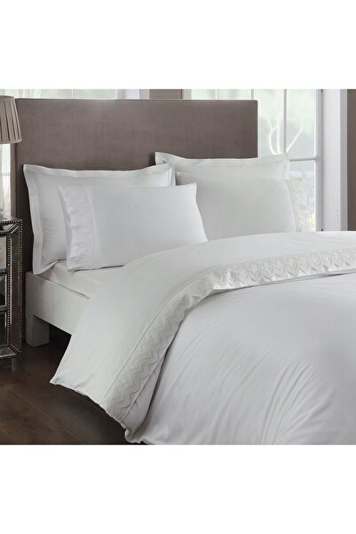 Taç Sadrino Satin Double Deluxe Duvet Cover Set White
