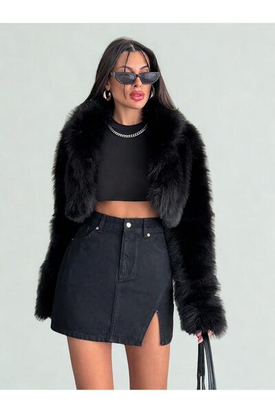 1434 Polo State Fekete farmer miniszoknya hasított részletekkel