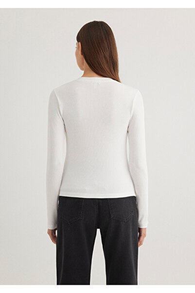 Mavi Long Sleeve Button Detail Ecru T-Shirt Fitted / Fitted Cut 1612886 -70057