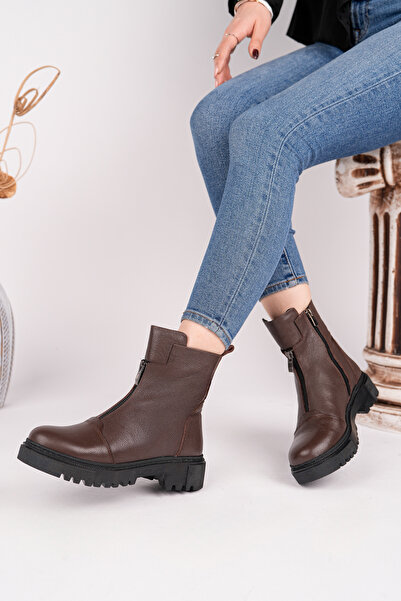 Deripabuc Genuine Leather Brown Women's Leather Boots Dp70-2613