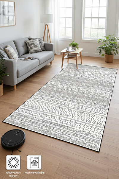 Chilai Home Lesela Ekru Dekoratif Halı, Yıkanabilir, Kaymaz Tabanlı Djth