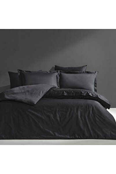 Linens Mix&Match Cotton Satin 2-Piece Flounce Pillowcase Set Black