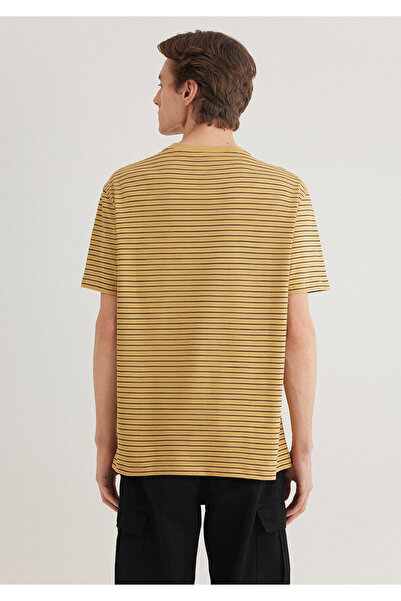 Mavi Printed Striped Mustard T-Shirt Loose Fit / Loose Relaxed Cut 0612495 -70205