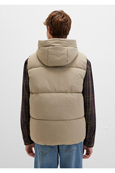 Mavi Beige Hooded Puffer Vest Regular Fit 0110306 -86749