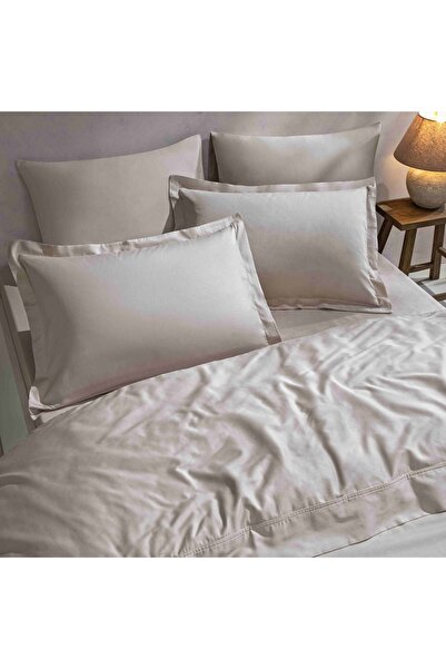 Linens Mix&Match Cotton Satin 2-Piece Flounced Pillowcase Set Stone