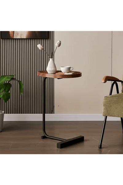 1st C-Shaped Coffee Side Table with Waterproof Top - Scandinavian Wood