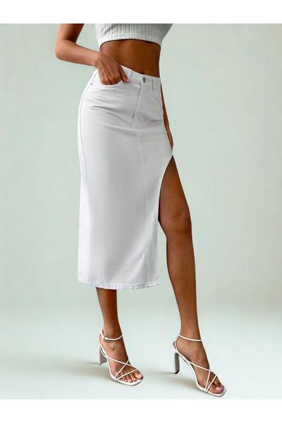 1434 Polo State Fusta albă de blugi de damă - Detaliu cu fante