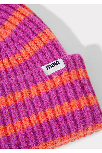 Mavi Orange Striped Purple Beret 1912804 -28396