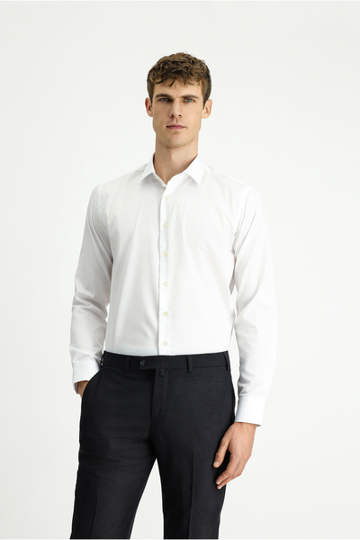 Kiğılı Μακρυμάνικο Slim Fit Slim Fit Κλασικό βαμβακερό πουκάμισο χωρίς σίδερο