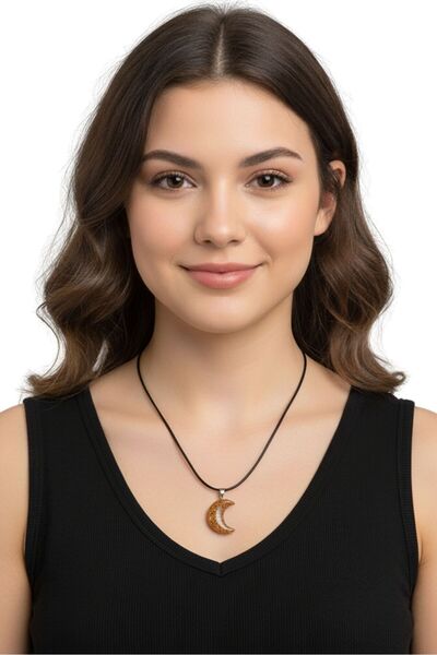 Uretti - Tuğba 6667 2594 قلادة مصنوعة يدويًا من حجر القمر النجمي من الحجر الط...