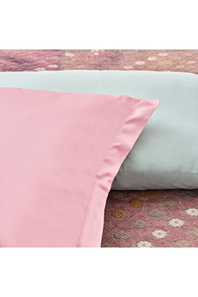 Linens Mix&Match Cotton Satin 2-Piece Flounced Pillowcase Set Dusty Rose