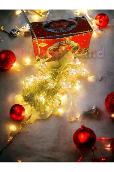 Happyland كابل أبيض للعام الجديد بطول 10 أمتار مع 100 لمبة LED لون ضوء النهار