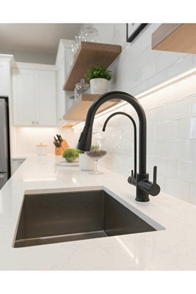 HT PRİMA Black Matte Purified Kitchen Faucet - Purified Spiral Brass Sink Faucet