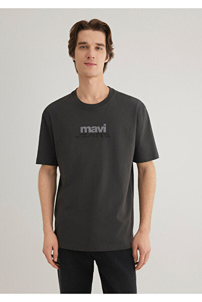 Mavi Anthracite Logo Printed Loose Cut T-Shirt - 0612355 -80955