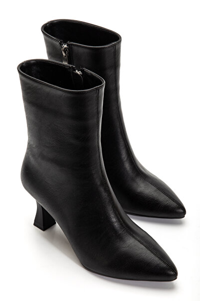 halabi moda Kadın Siyah İnce Topuklu Sivri Burun Bot