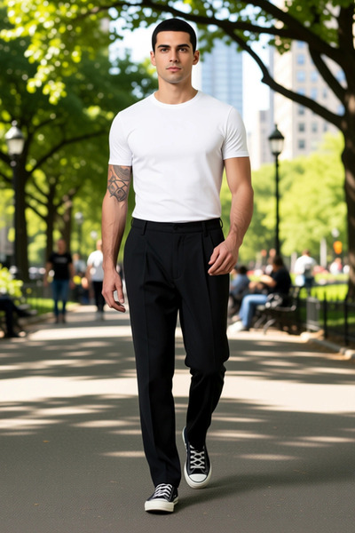 PayBuy Men's Fashion Baggy Fit Pipe Leg Pants Plain Pattern Daily Use Combinations