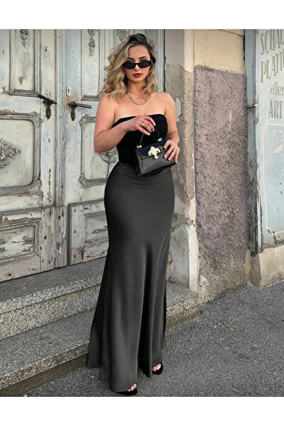 LUVIENNA Premium - Fusta lungă neagră talie înaltă - Croială dreaptă, elegant...