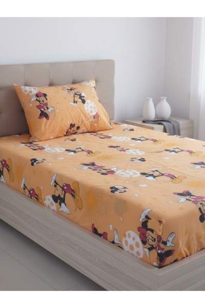 Kaan Tek Kişilik Mickey mouse Lastikli Çarşaf Takımı çocuk ;Bebek