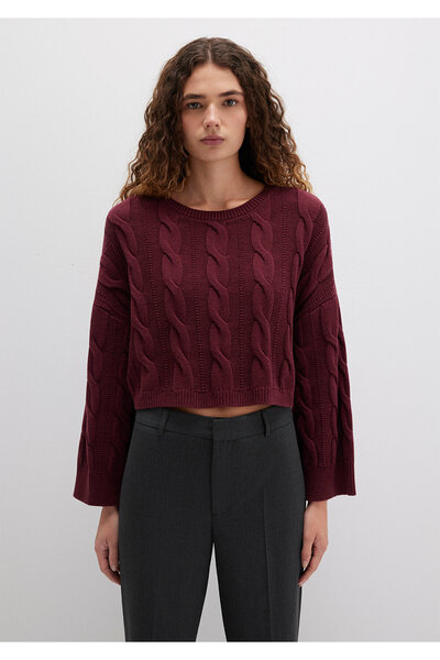Mavi Claret Red Crop Sweater - Crew NecK, Short Cut 1710477 -70415