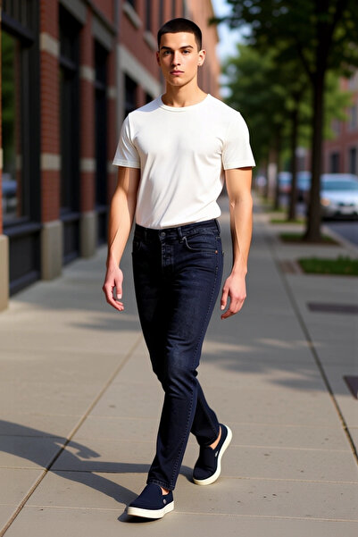 PayBuy Moda bărbați Skinny Fit Blugi slim Fit Pantaloni Bumbac Utilizare ziln...