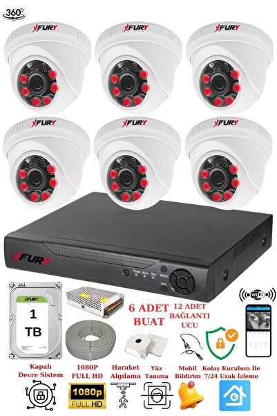 FURY 6 Kameralı 5mp 3.6mm Lens 2mp Görüntü 6 Atom Led Gece Görüşlü FullHd Güv...