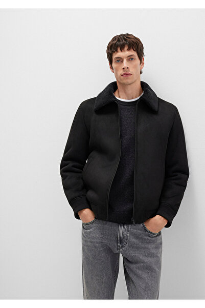 Mavi Black Faux Suede Jacket with Faux Fur Detail Regular Fit / Regular Cut 0110450 -900