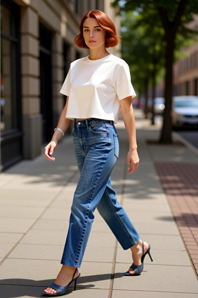 PayBuy Moda femei Pantaloni drepti din denim din bumbac Stil casual Utilizare...