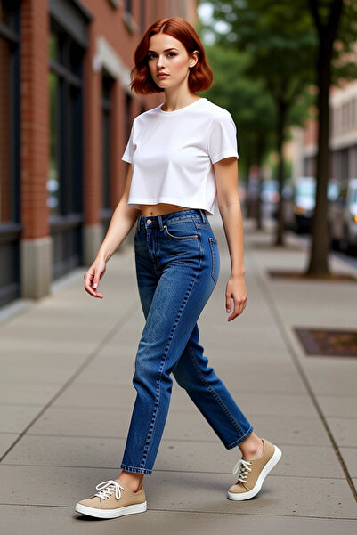 PayBuy Γυναικεία μόδα Ψηλόμεση Mom Jean Βαμβακερό τζιν καθημερινά συνδυασμοί ...